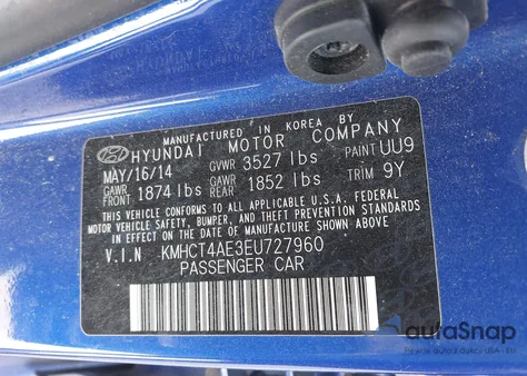 2014 Hyundai Accent Gls из США, поврежденный, VIN KMHCT4AE3EU727960